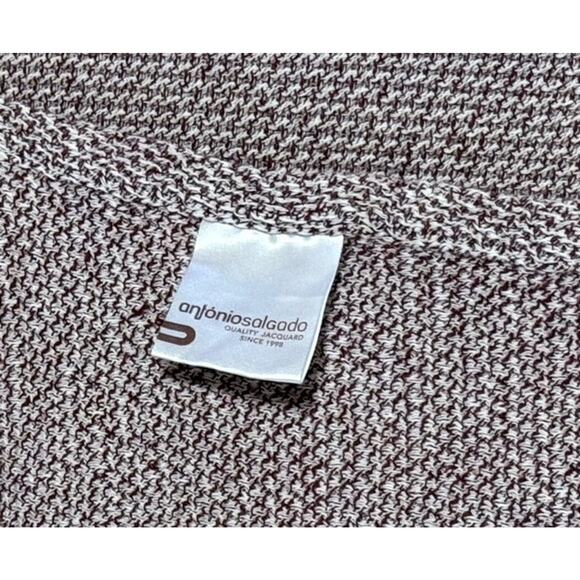 Antonio Salgado Luxury Cotton Jacquard Blanket 66x90 Dark Red White Knit Throw - Picture 4 of 8